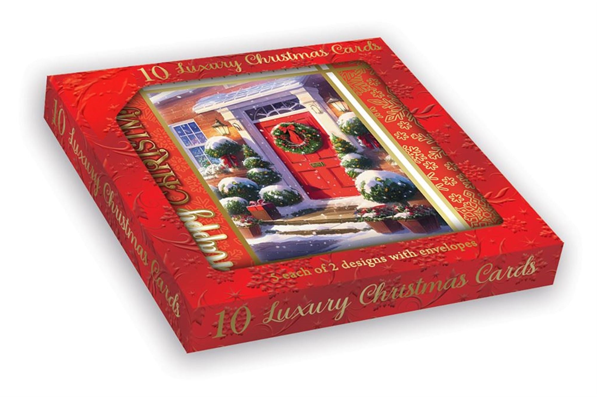 Pack of 10 Festive Door Scenes Christmas Boxed Cards– Shop Inc
