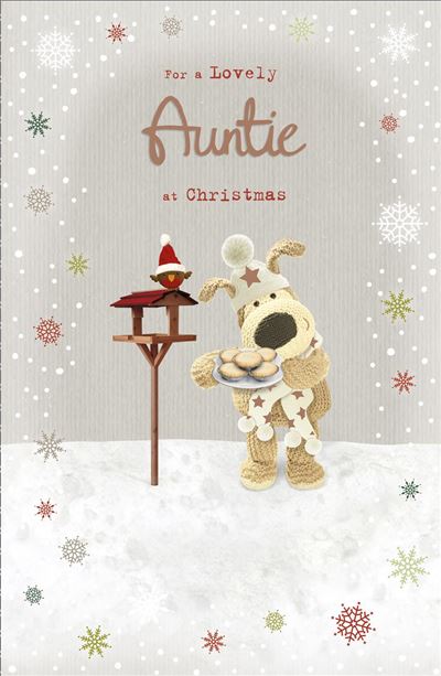 Bird Table and Mince Pies Boofle Auntie Christmas Card