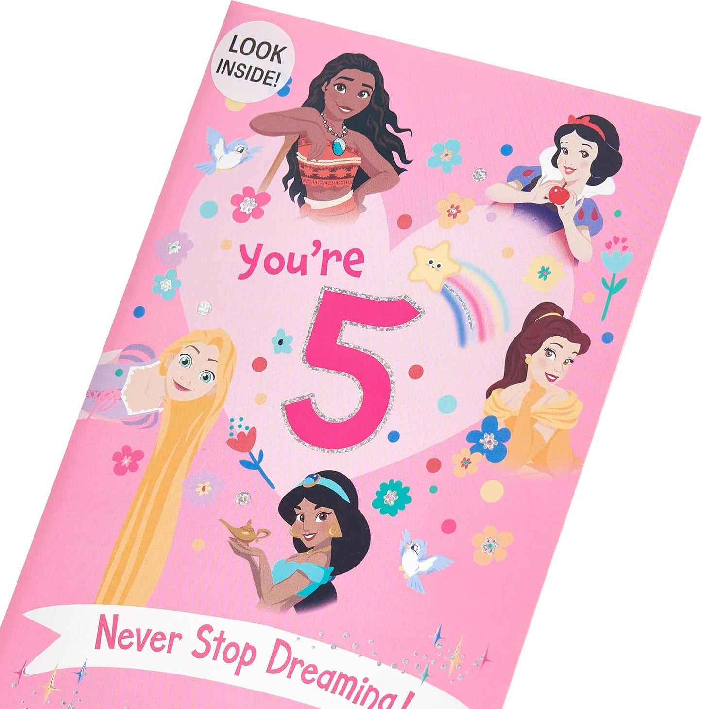 Princess Castle Scene 5th Birthday Card with Activity Inside