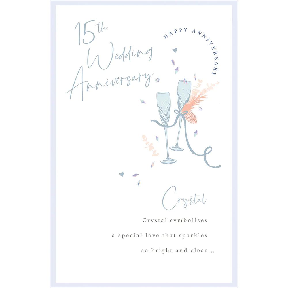 15th Crystal Wedding Anniversary Card