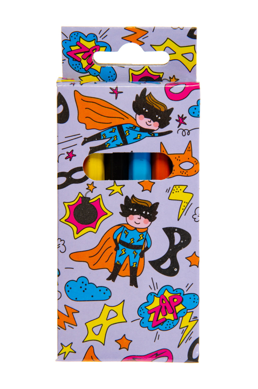 12 Pack of 6 Pieces Superhero Colored Pencils 9cm