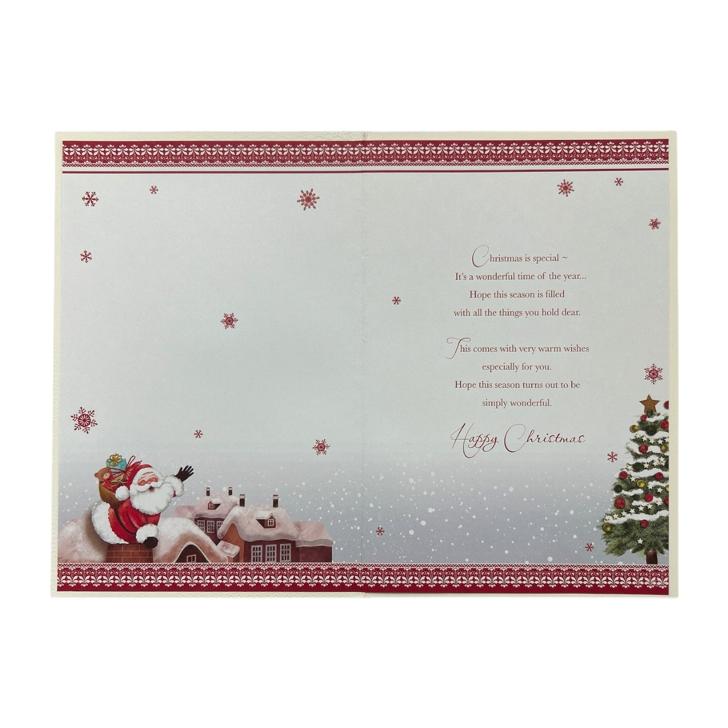 For Grandson & Family Santa Rooftop Design Christmas Card with Keepsake Card