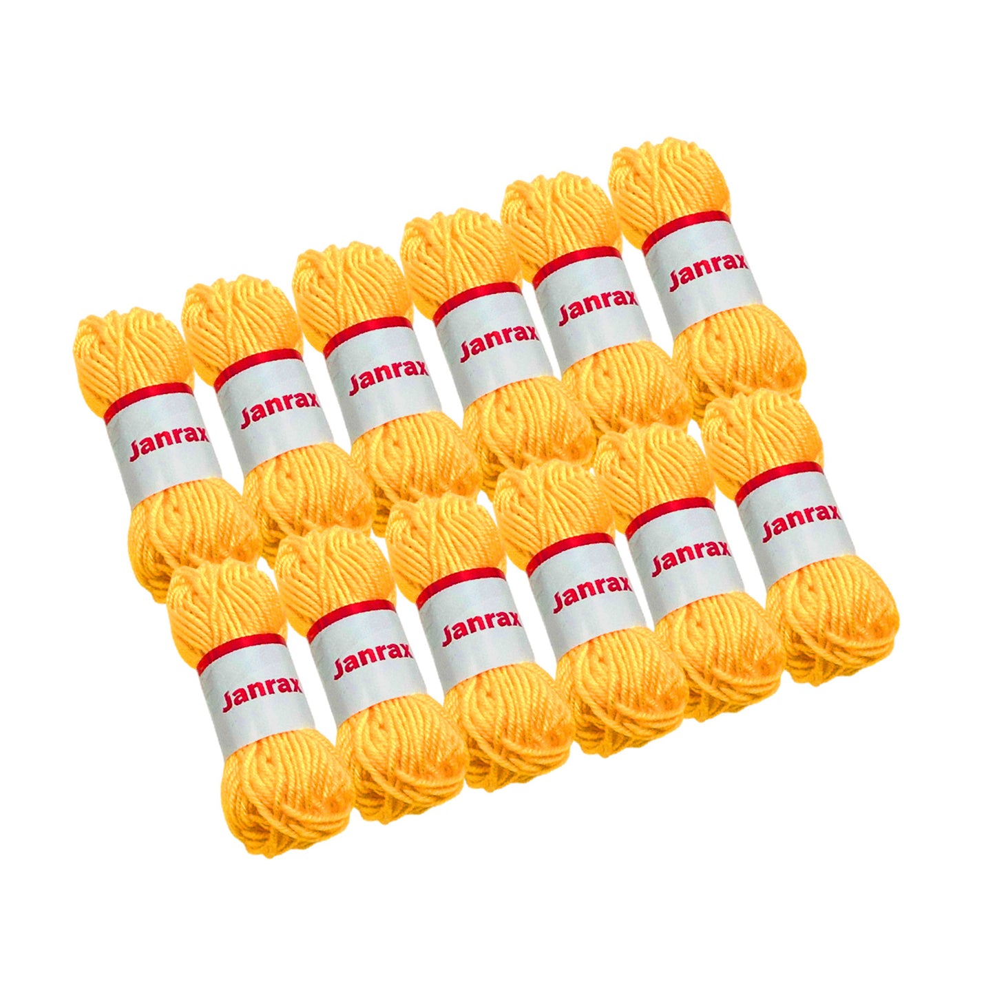 Pack of 20 Yellow Acrylic Yarn Rolls – 10g each, 4 Strand 8 Ply Knitting Wool
