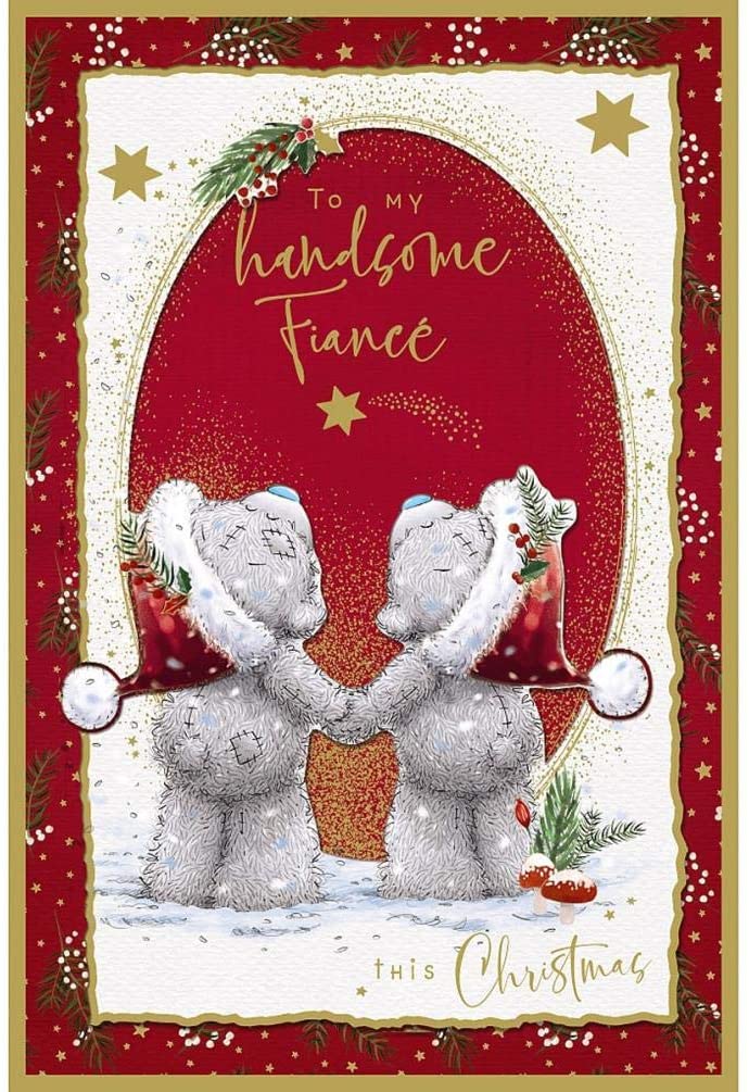 Bears Looking Up Design Handsome Fiancé Handmade Christmas Card