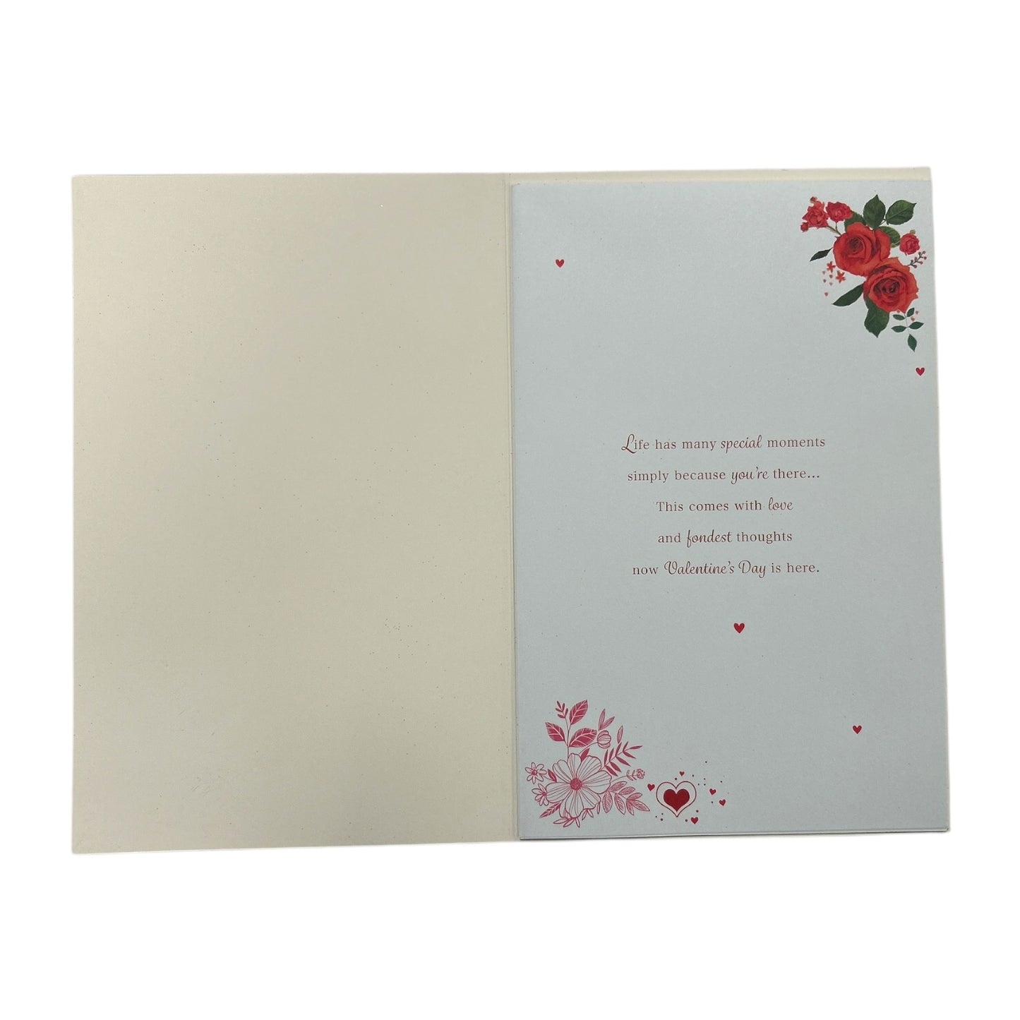 To My Wife Hearts and Red Roses Design 8 Page Insert Valentine's Day Card