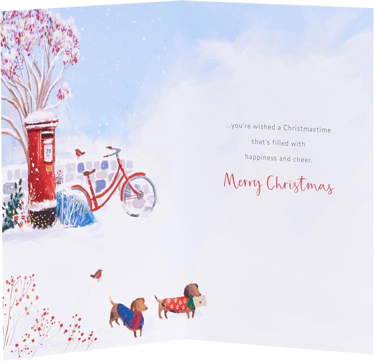 Dogs and Postbox Design Both of You Christmas Card