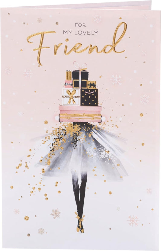Pretty Stylish Dress Design Special Friend Christmas Card