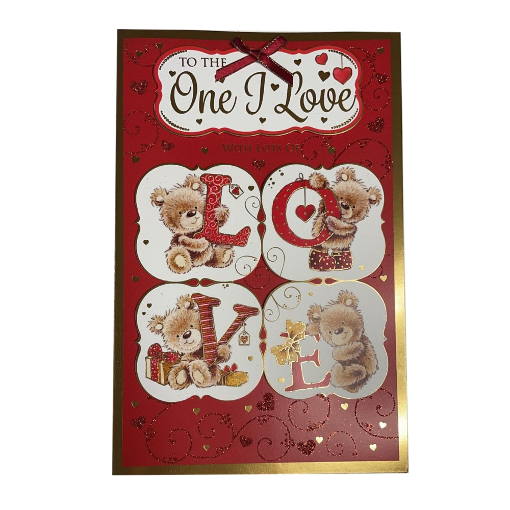 One I Love Teddies Holding Letters LOVE Design Valentine's Day Card