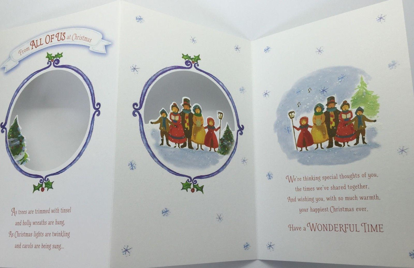 From All OF US at Christmas Carols Die Cut With Glitter Card 