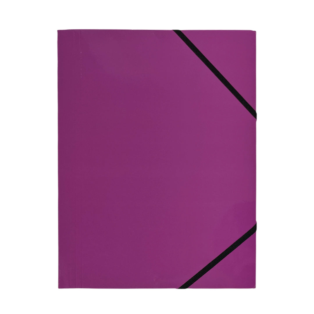 Janrax A4 Purple Laminated Card 3 Flap Folder with Elastic Closure