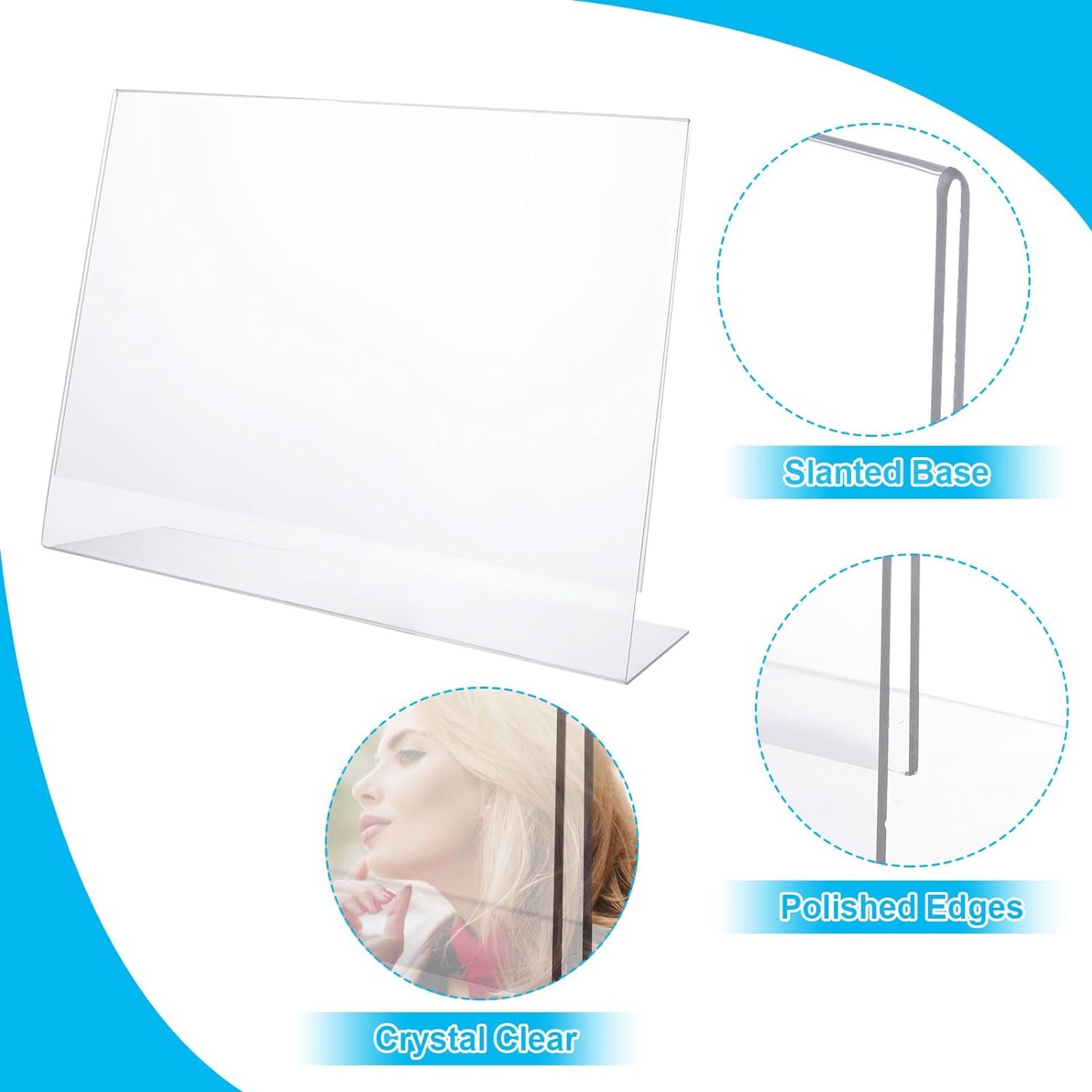 Pack of 6 A4 Horizontal Design L-Shape Transparent Acrylic Label Sign Holder