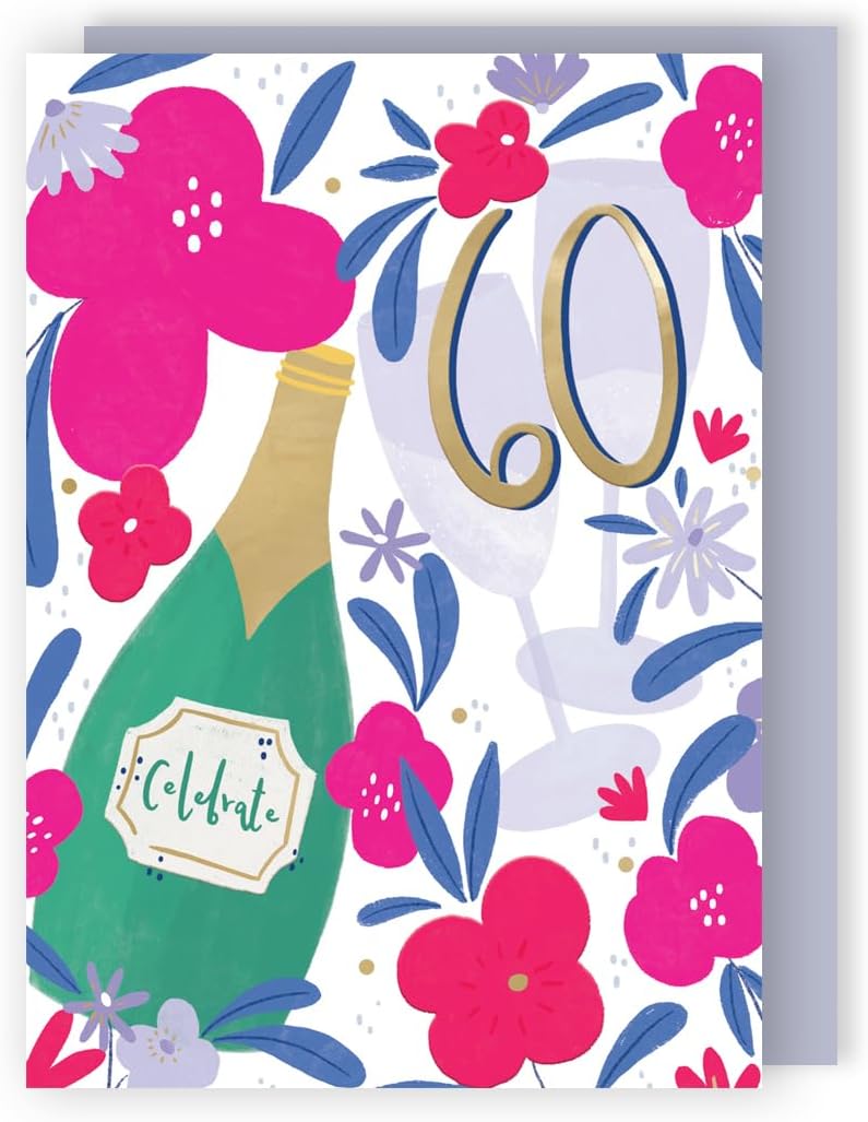Bubbly Blossoms! Contemporary 60th Birthday Card