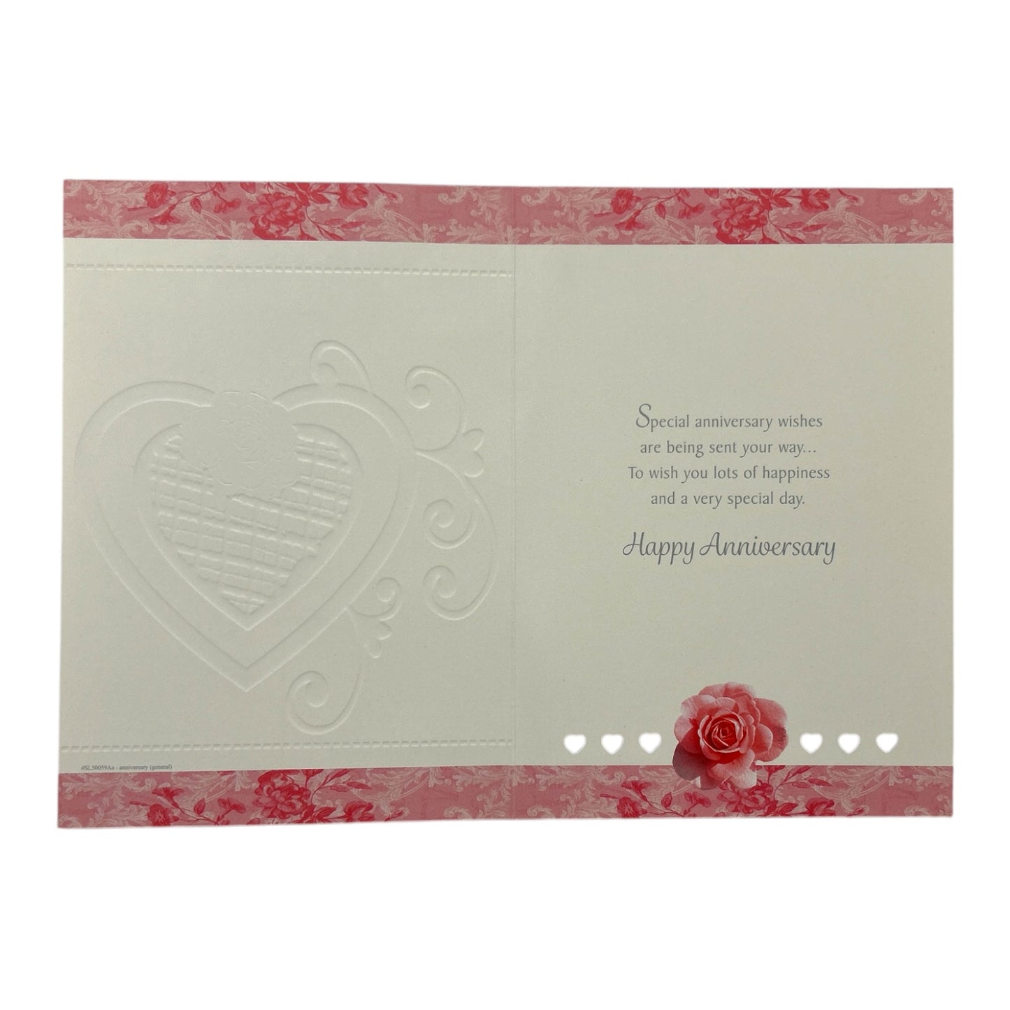 Sister & Brother-In-Law Silver Heart and Pink Rose Design Anniversary Card