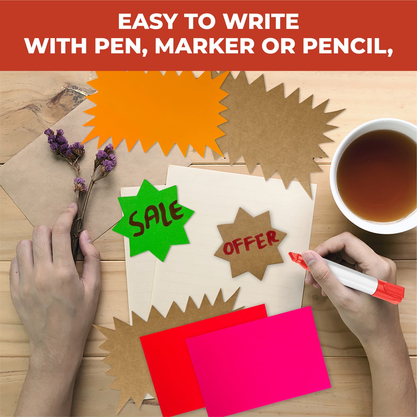 Pack of 240 Brown Kraft Stars 100 x 100mm