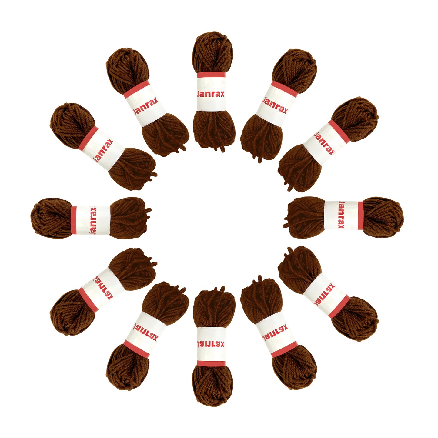 Pack of 20 Brown Acrylic Yarn Rolls – 10g each, 4 Strand 8 Ply Knitting Wool