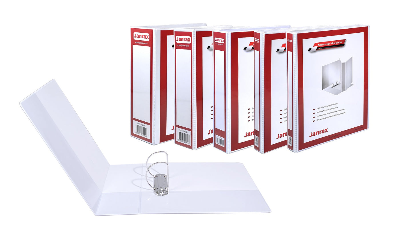 Pack of 6 A4 White 1” (25mm) Presentation 2D Ring Binders with Fully Customisable Covers