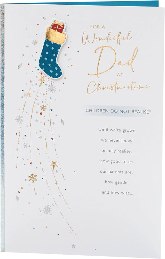 Blue Stocking Design Dad Christmas Card