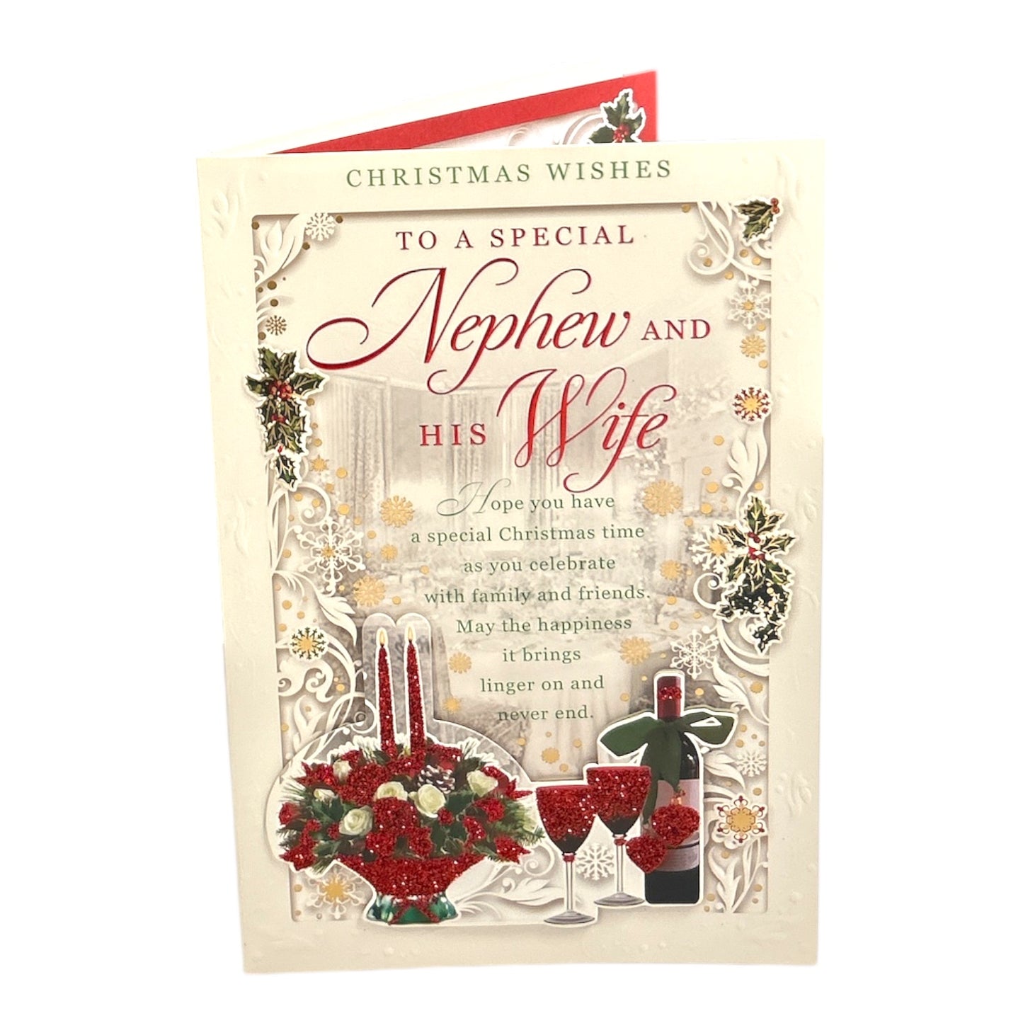 To a Special Nephew and His Wife Festive Classic Design Christmas Card