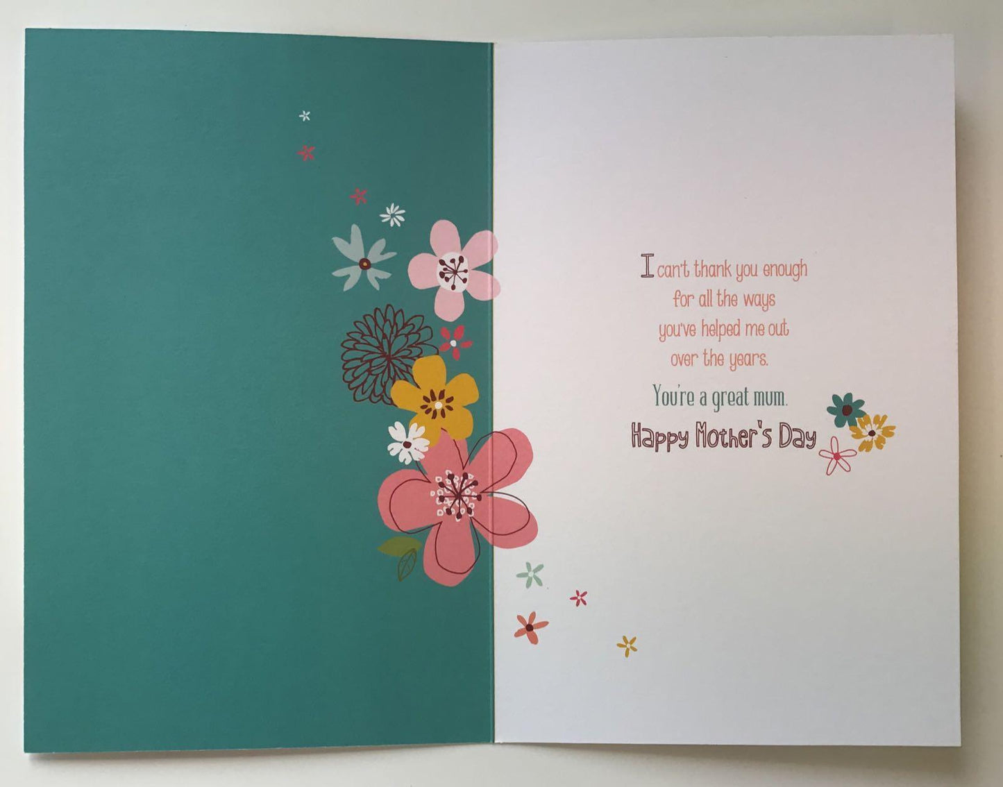 Mum Thanks For Everything Mother's Day Greetings Card