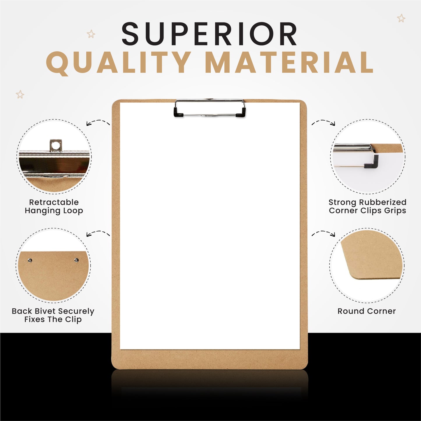 Pack of 12 A3 Wooden Portrait Clipboards by Janrax