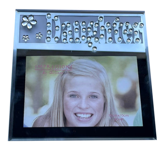 Daughter Mirrored Glass Studed Sentimental 4" x 6"  Landscape Photo Frame