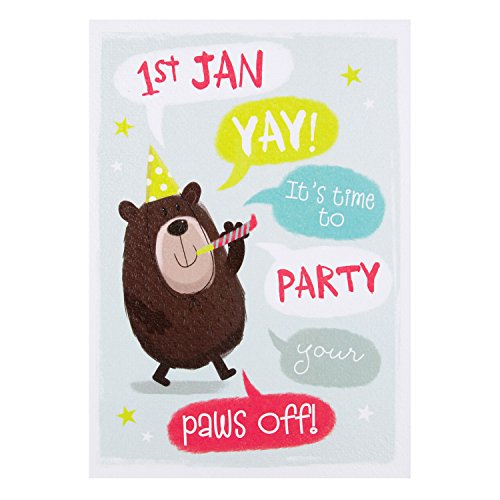 New Year Card 'Party Paws Off' 1st Jan Yay