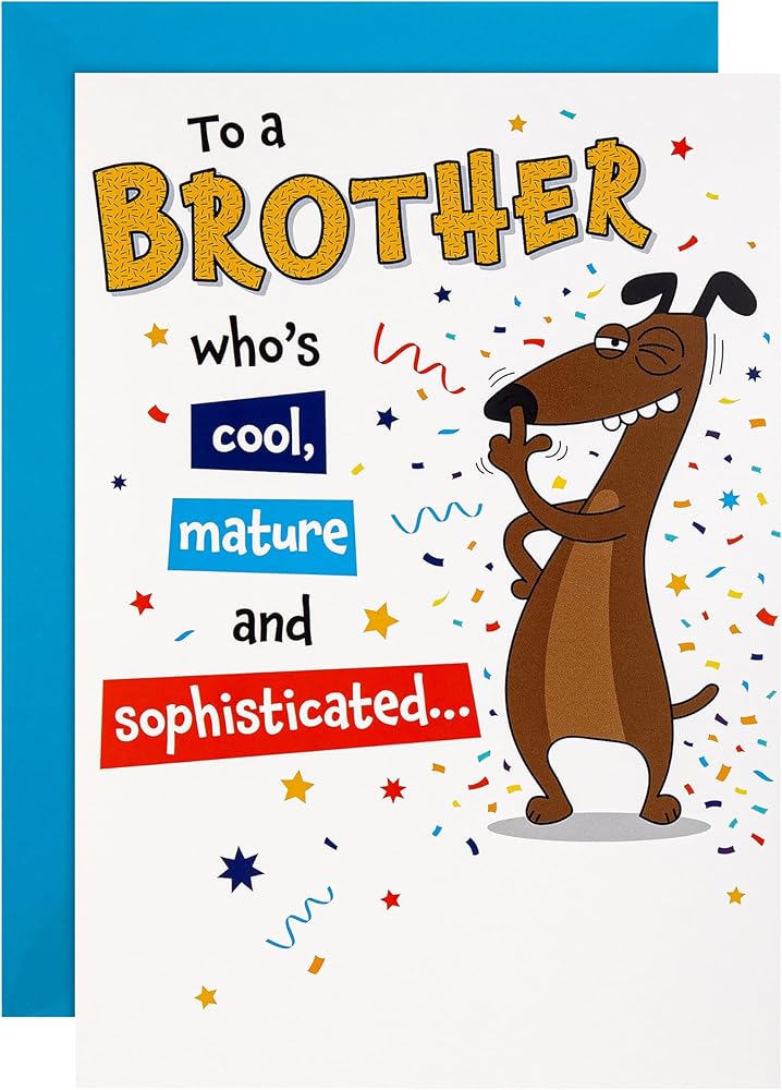 Dog Illustration Pop Up Design Funny Brother Birthday Card