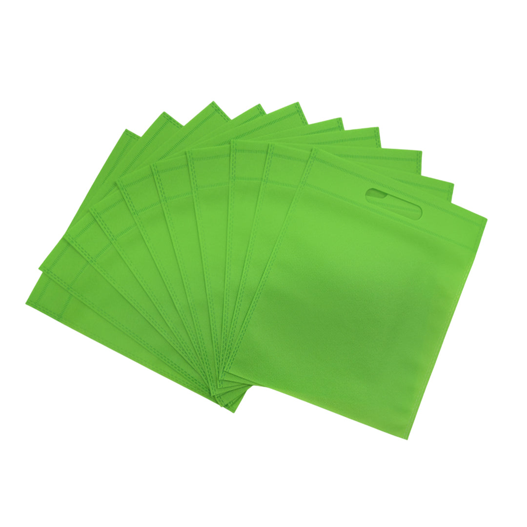 Pack of 25 Light Green Coloured 30x25cm Non-Woven Patch Handle Bags