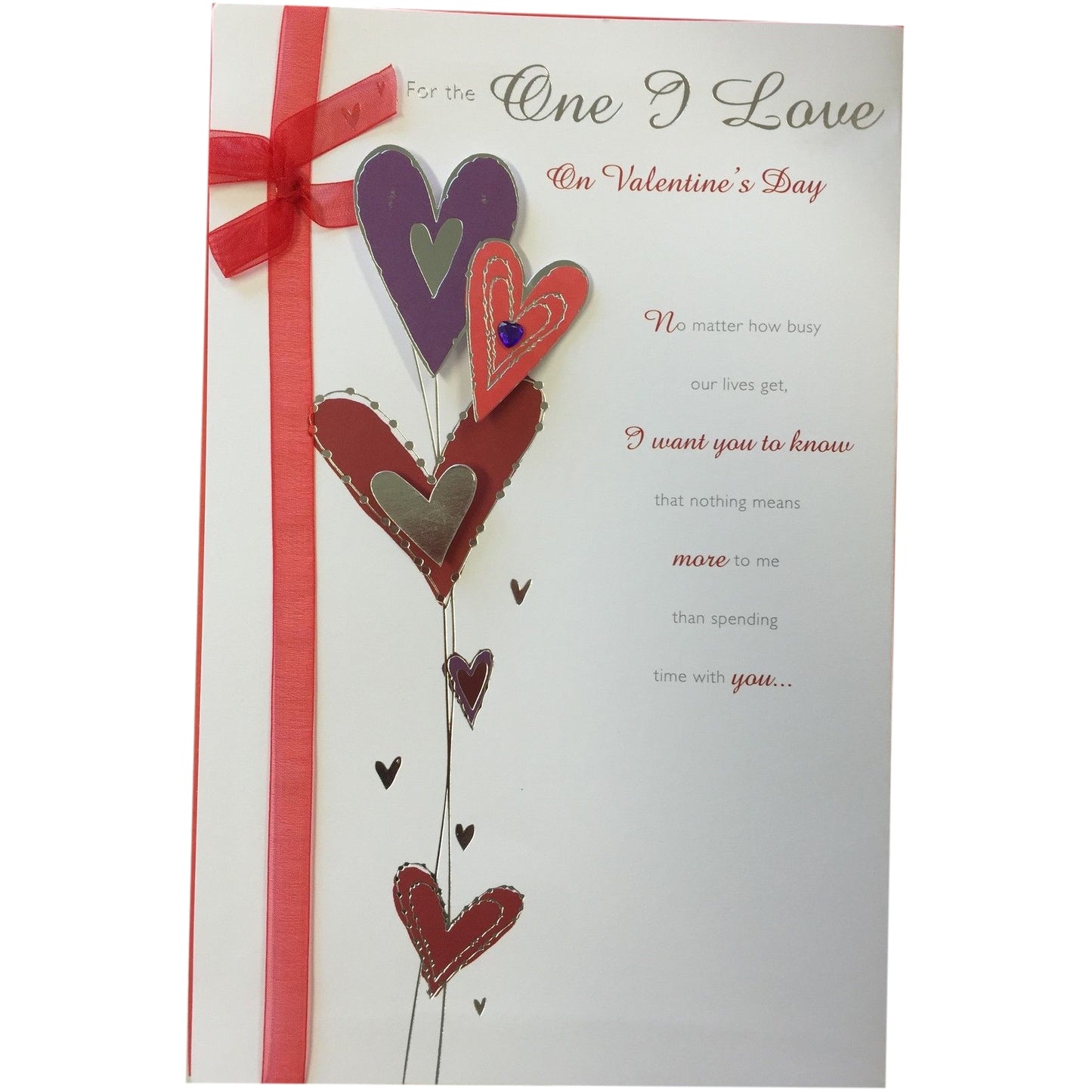 For The One I Love Hearts Foil Finished Valentine's Day Card
