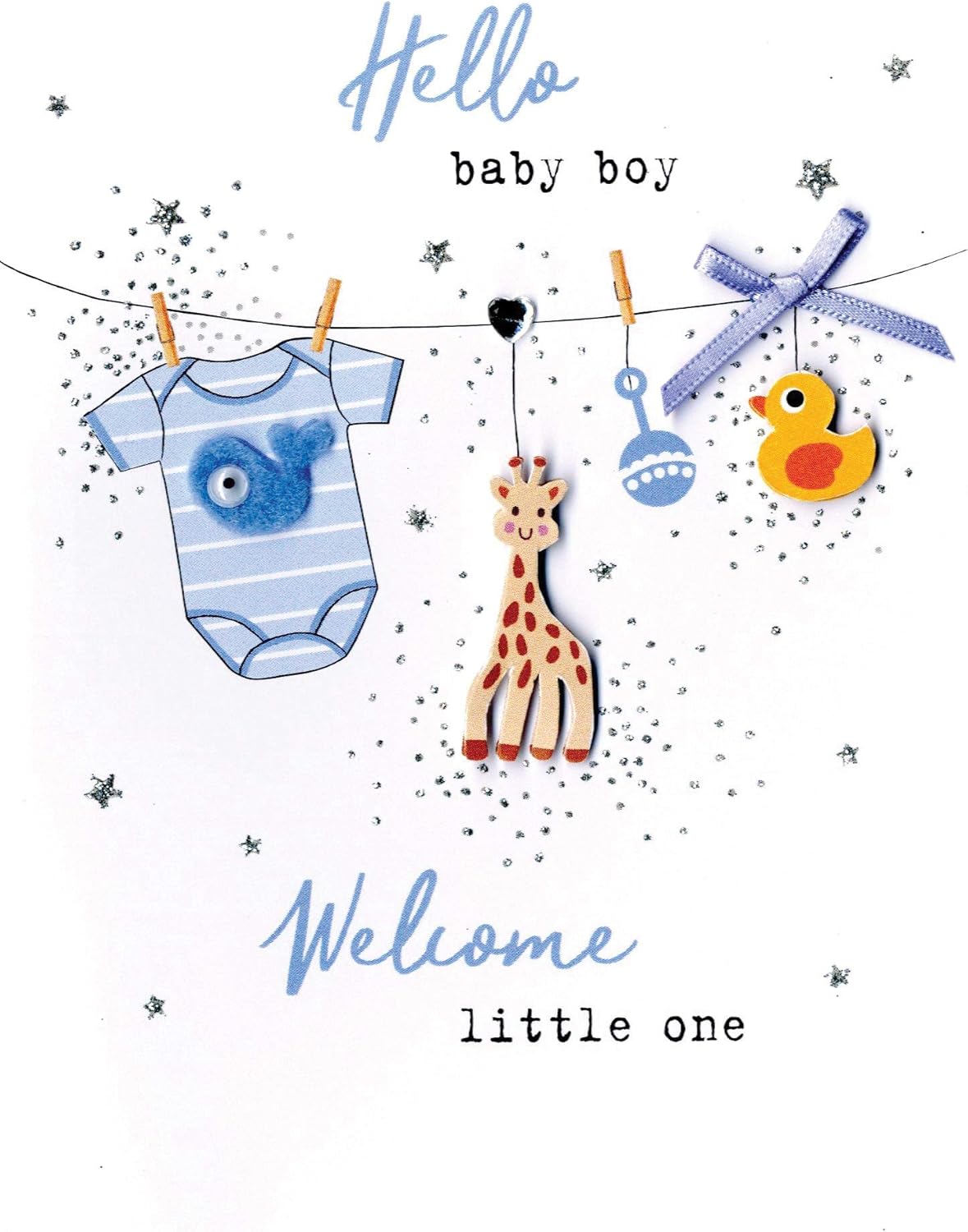Hello Baby Boy Welcome Little One Congratulations Card