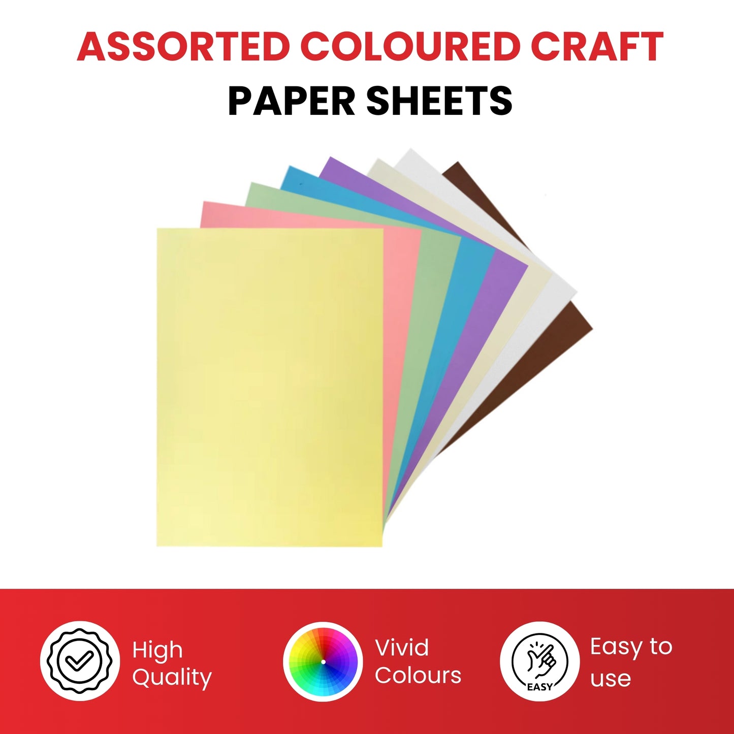 Pack of 800 A4 Assorted Easter Coloured 75gsm Craft Paper Sheets – 8 Colours (100 each)