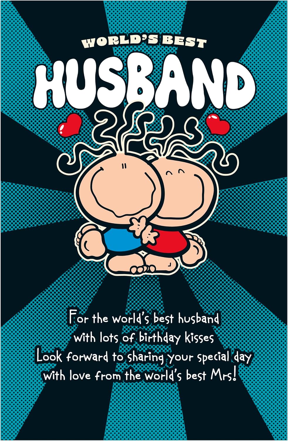 Couple Characters Hugging Design Husband Birthday Card