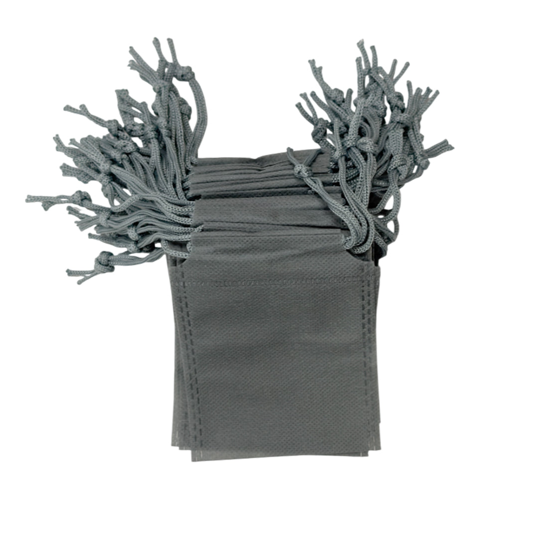 Pack of 100 Grey Coloured 12x9cm Non-Woven Drawstring Bags