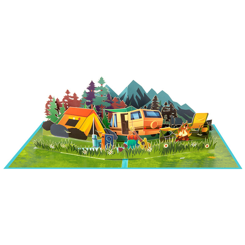 Campfire Moments 3D Forest Camping Pop Up Greeting Card