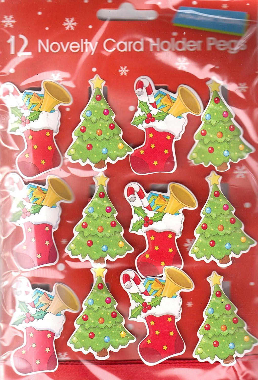 12 Large Novelty Christmas Card Holder Pegs