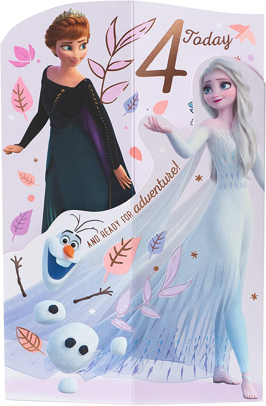 3D Disney Frozen Princess 4th Birthday Card Anna & Elsa
