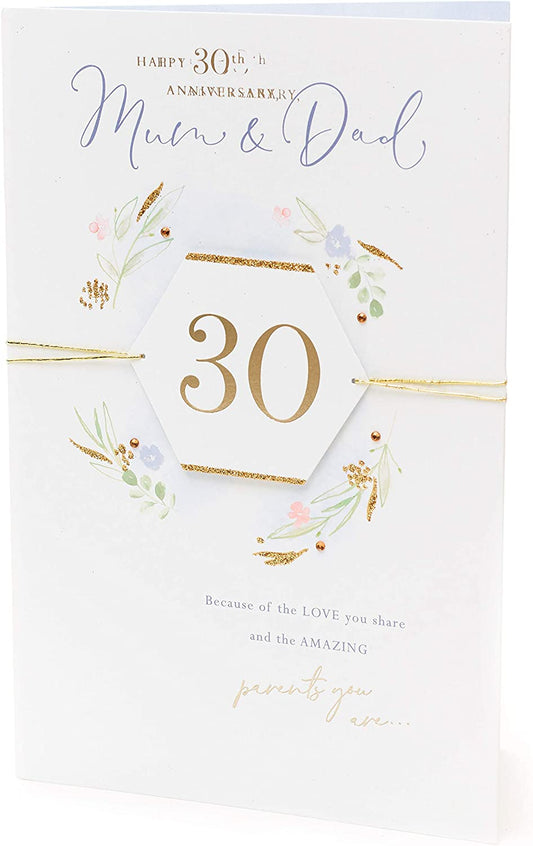 Gibson Mum and Dad On Your 30th Pearl Anniversary Large Exquisite Card 