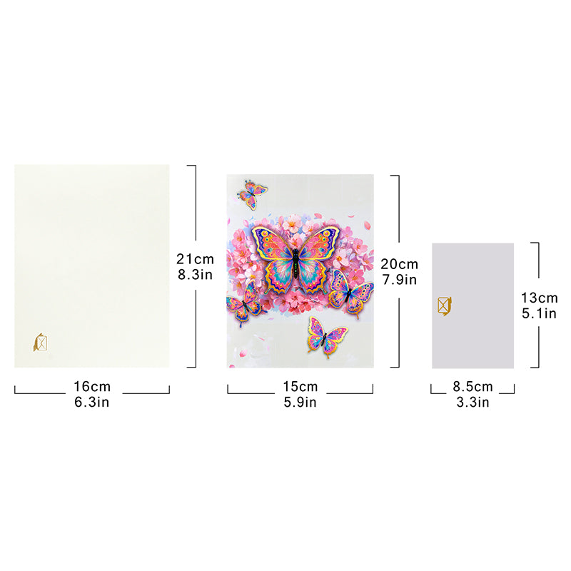 Wings of Color Cherry Blossom 3D Pop Up Greeting Card - Birthday Mother Anniversary Valentine's Day