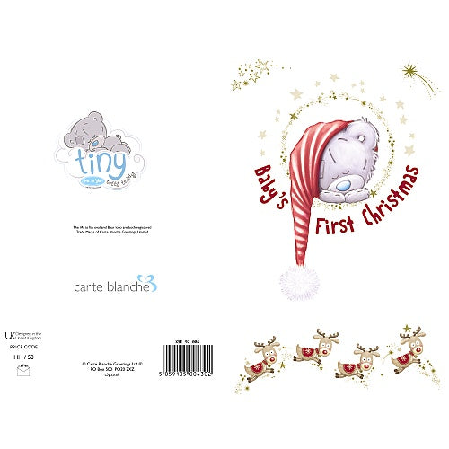 Tatty Teddy In Night Cap Design Baby's First Christmas Card