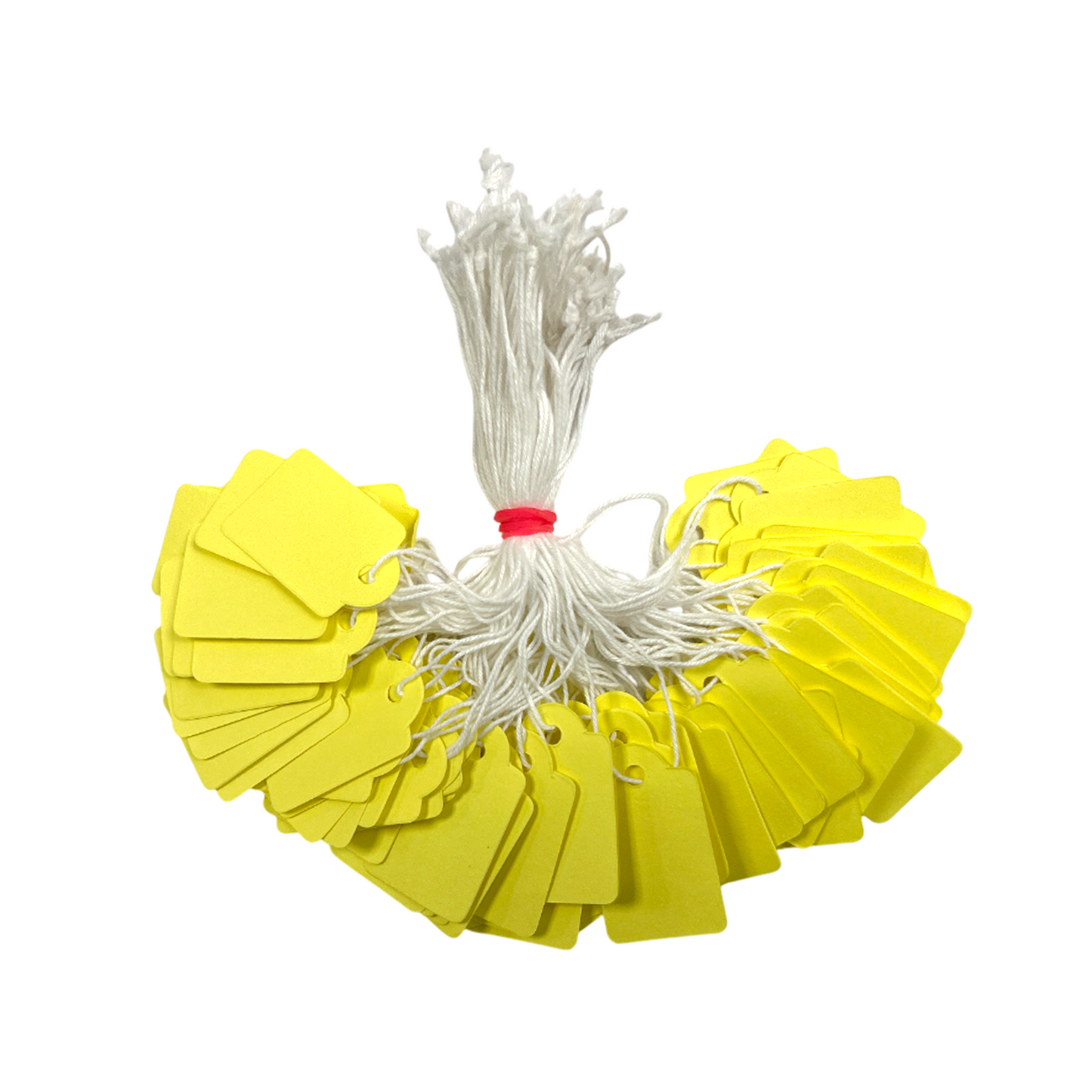Pack of 100 Medium Yellow Strung Tags 25 x 39mm