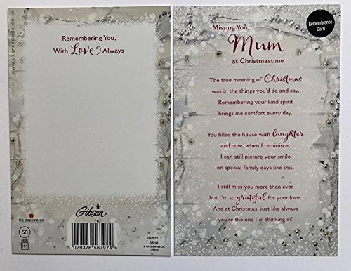 Mum Remembering You At Christmas Card Star And Bells
