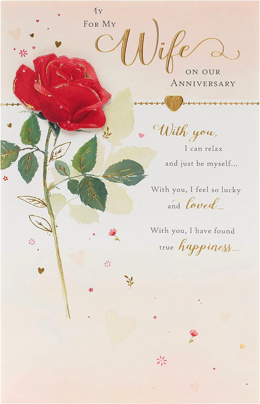 Traditional Wedding Heartfelt Verse Wife Anniversary Card