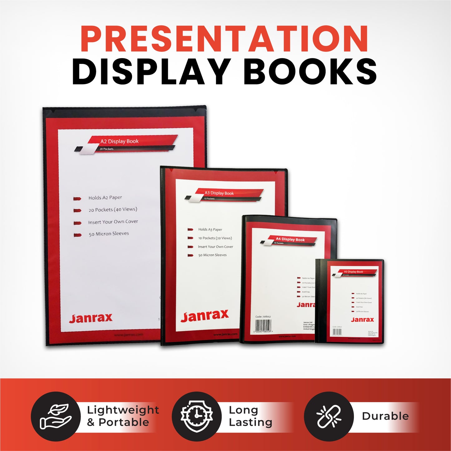 Pack of 6 A4 Presentation Display Books 20 Pockets (40 Views) by Janrax