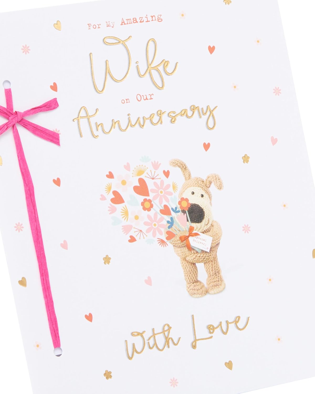 Boofle Holding A Bouquet Wife Wedding Anniversary Card