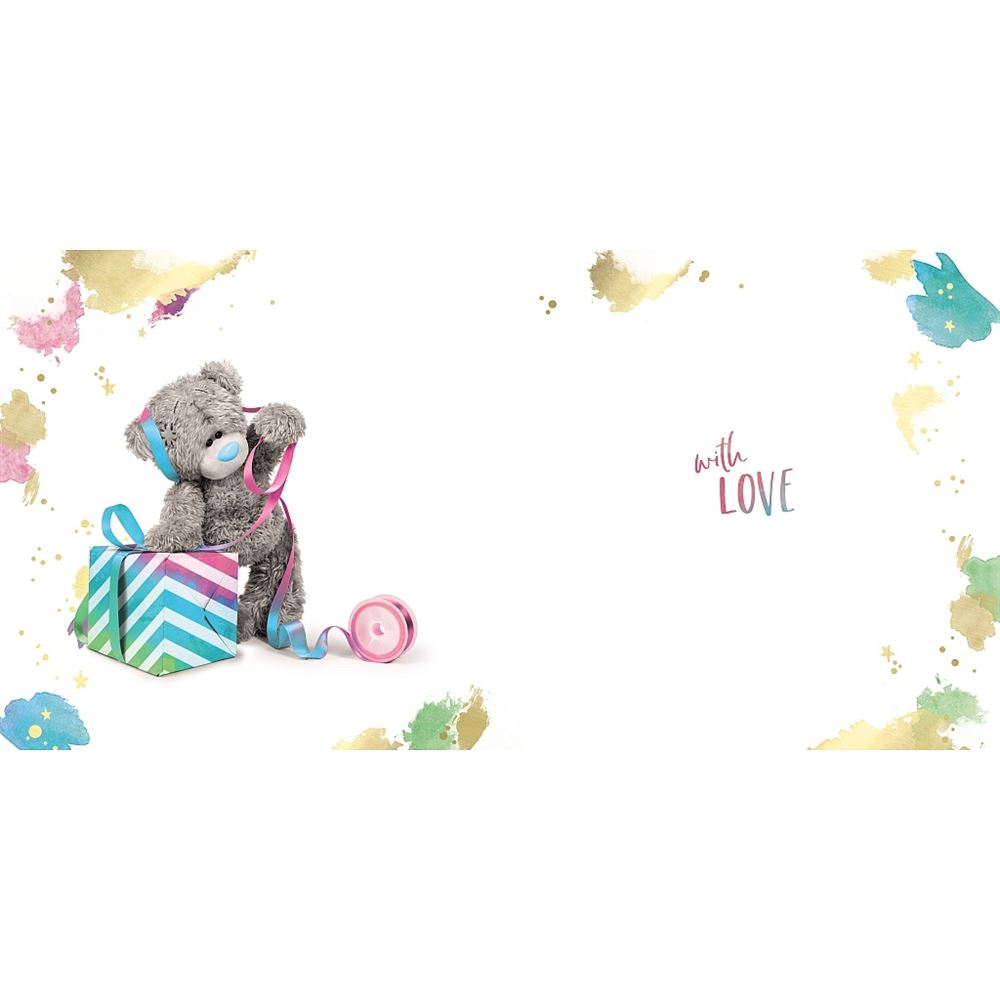 Bear Wrapping Gift 3D Luxury Keepsake Open Birthday Card
