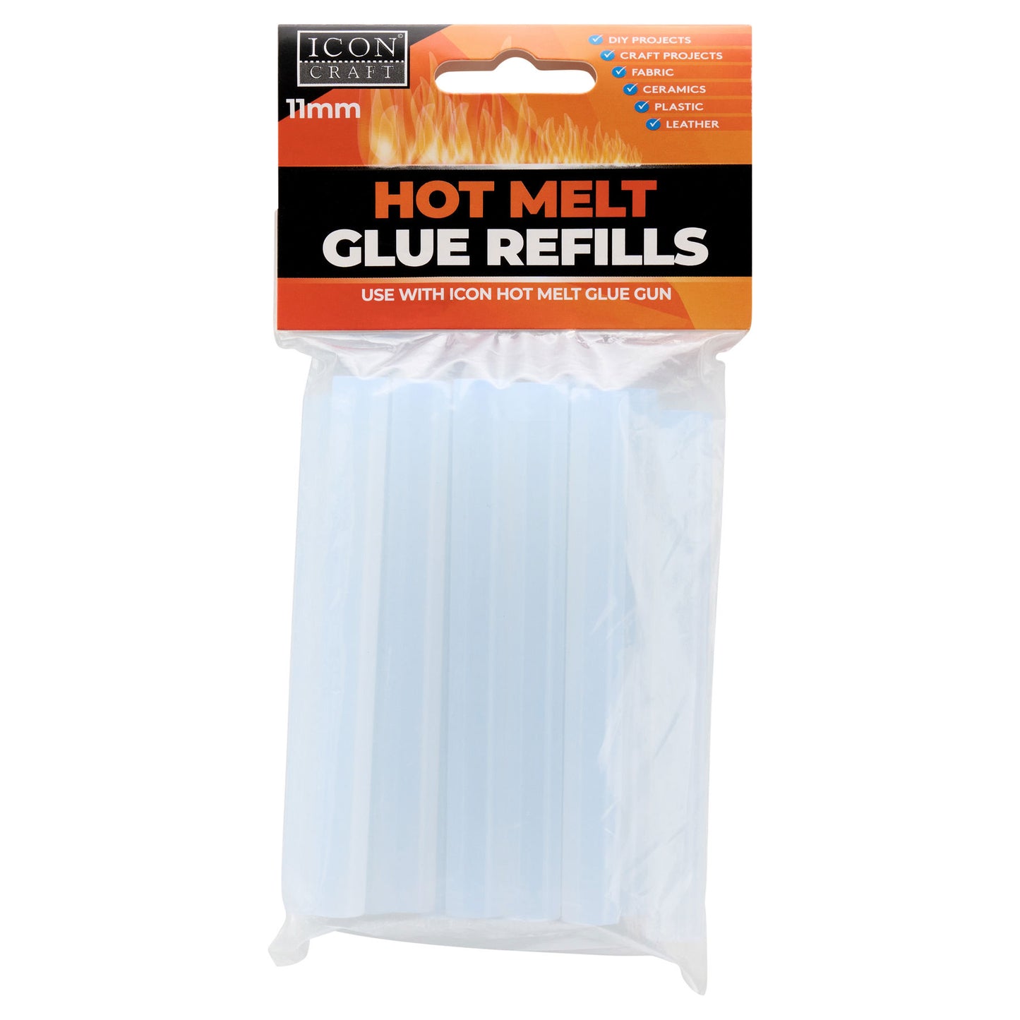 Pack of 12 Large 11x100mm Glue Gun Refills by Icon Craft