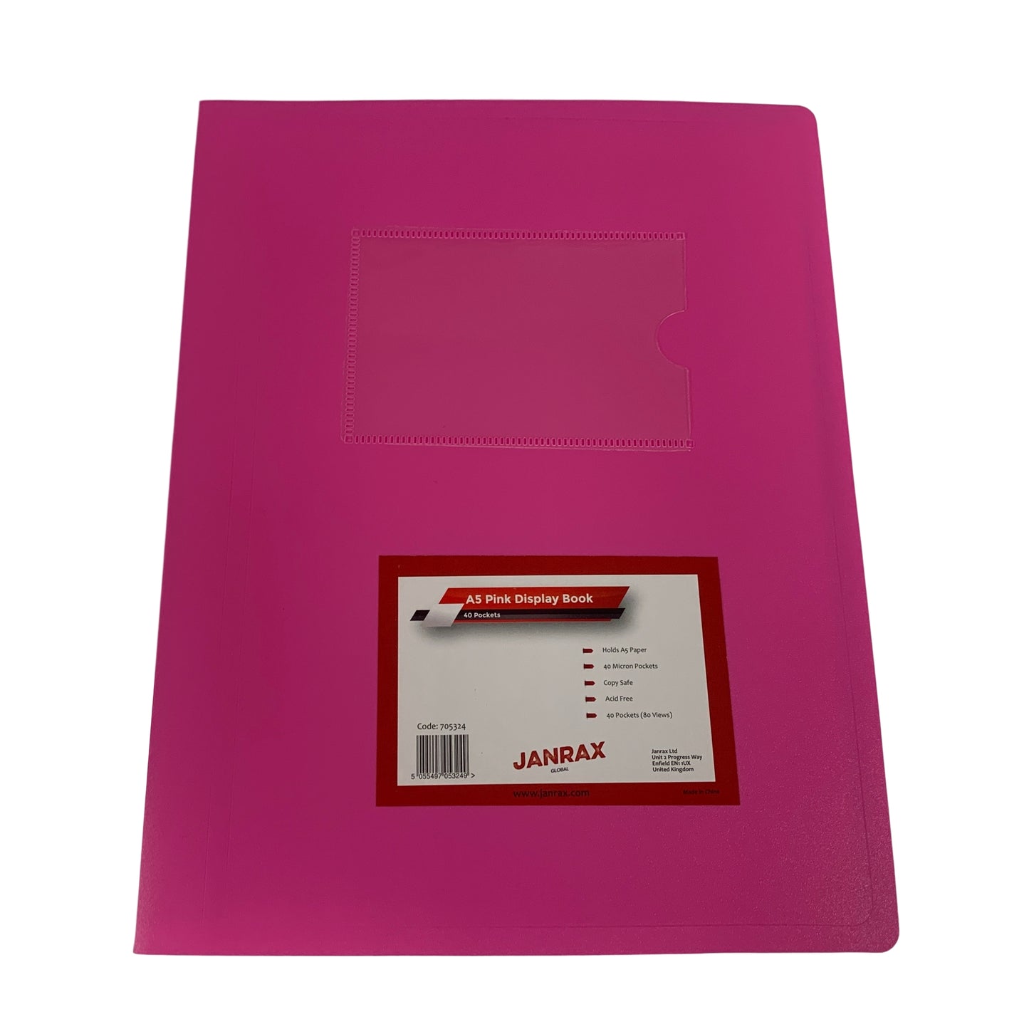 Pack of 5 A5 40 Pocket Pink Flexible Cover Display Books