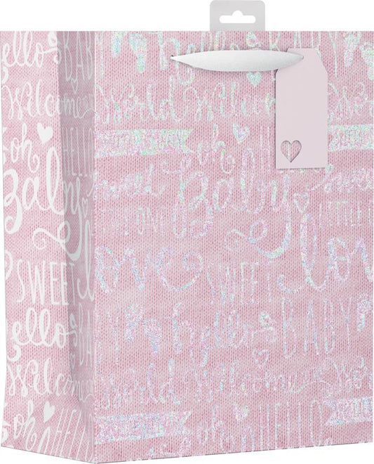 Baby Pink Text Large Gift Bag