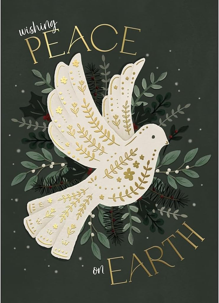 Dove Design Peace on Earth Religious Christmas Card