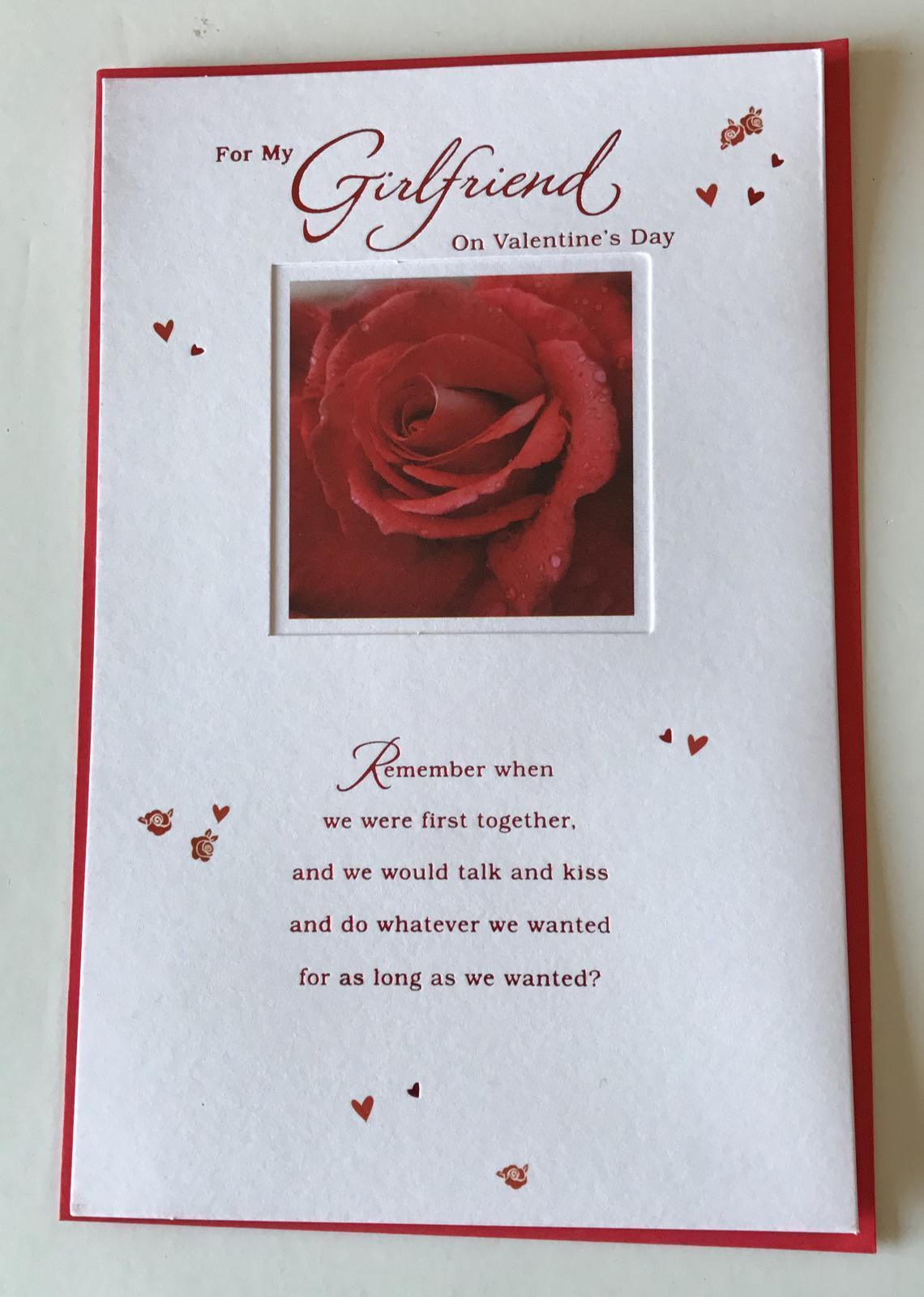 For My Girlfriend Rose With Nice Verse Valentine's Day Card